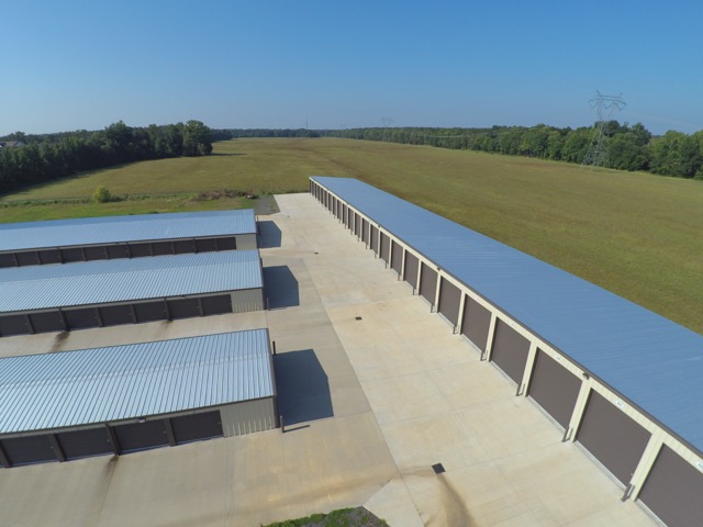Rows of drive-up storage units at Cabot Secure Storage